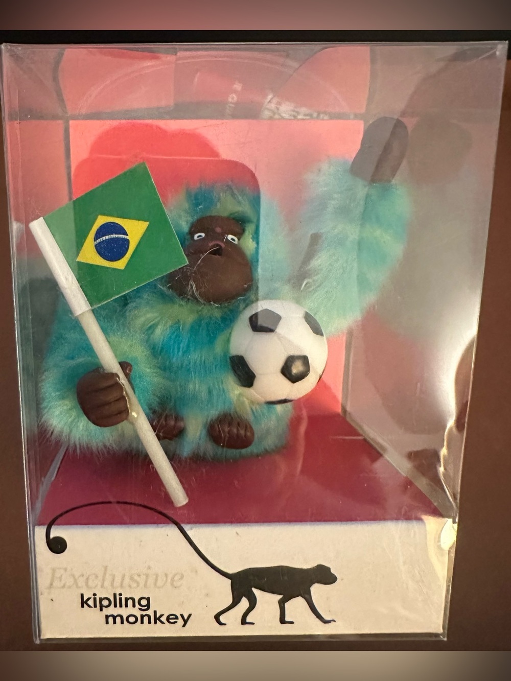 Kipling Keychain Monkey Exclusive Bag Charm Brazil Soccer Ball Rare New